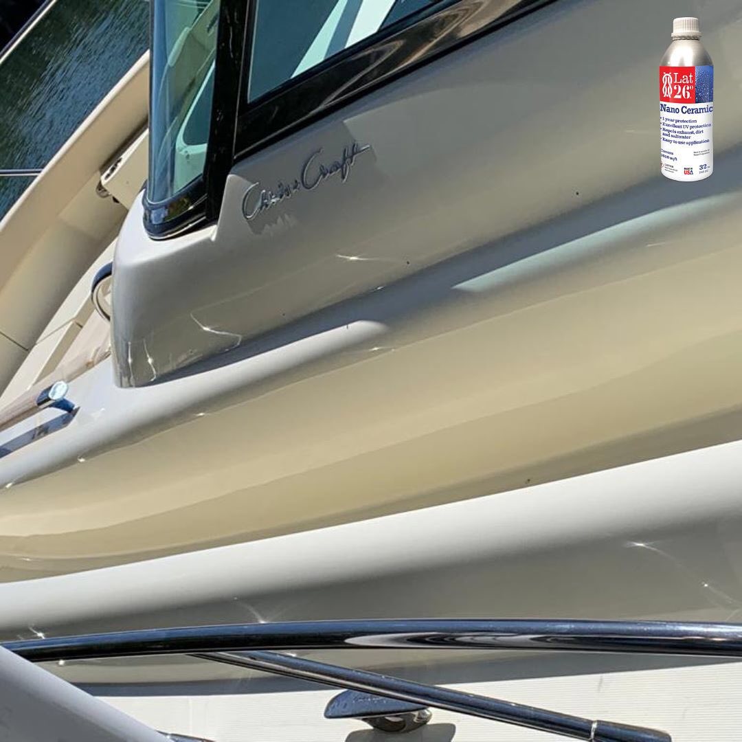 Boat exterior protected with ceramic coating