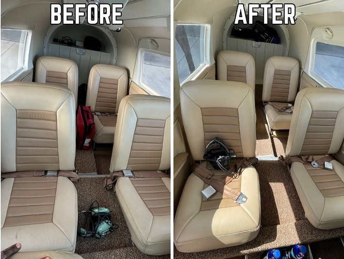 Aircraft exterior detail before and after closeup