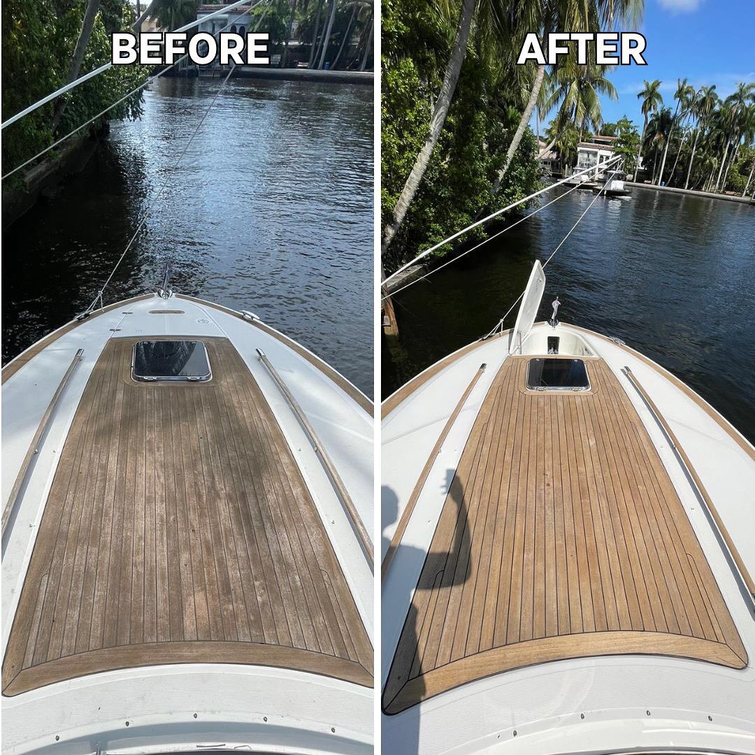 Before and after marine detailing finish improvement