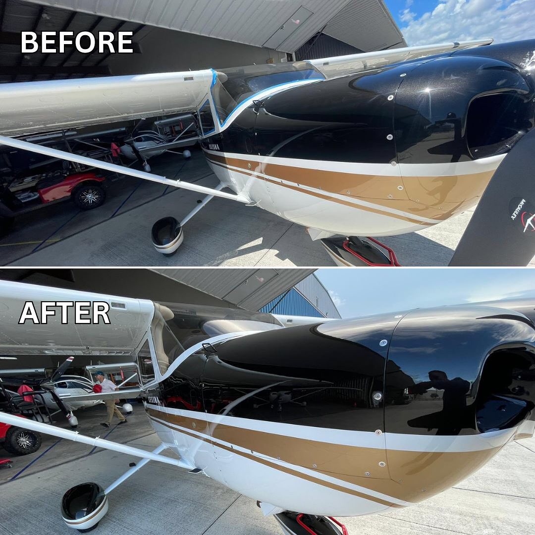 Aircraft surface cleaning before and after