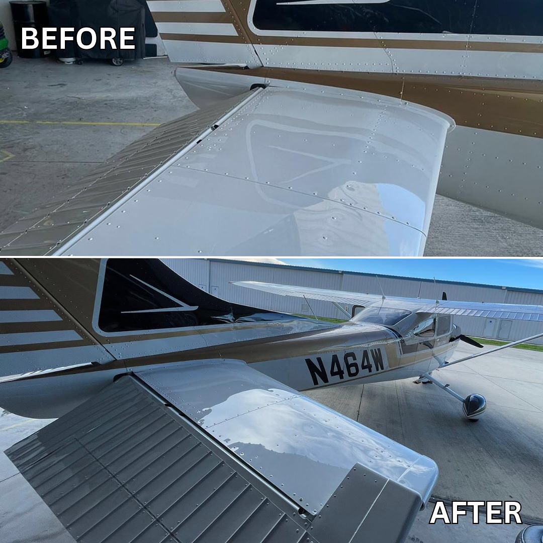 Aircraft detailing before and after result