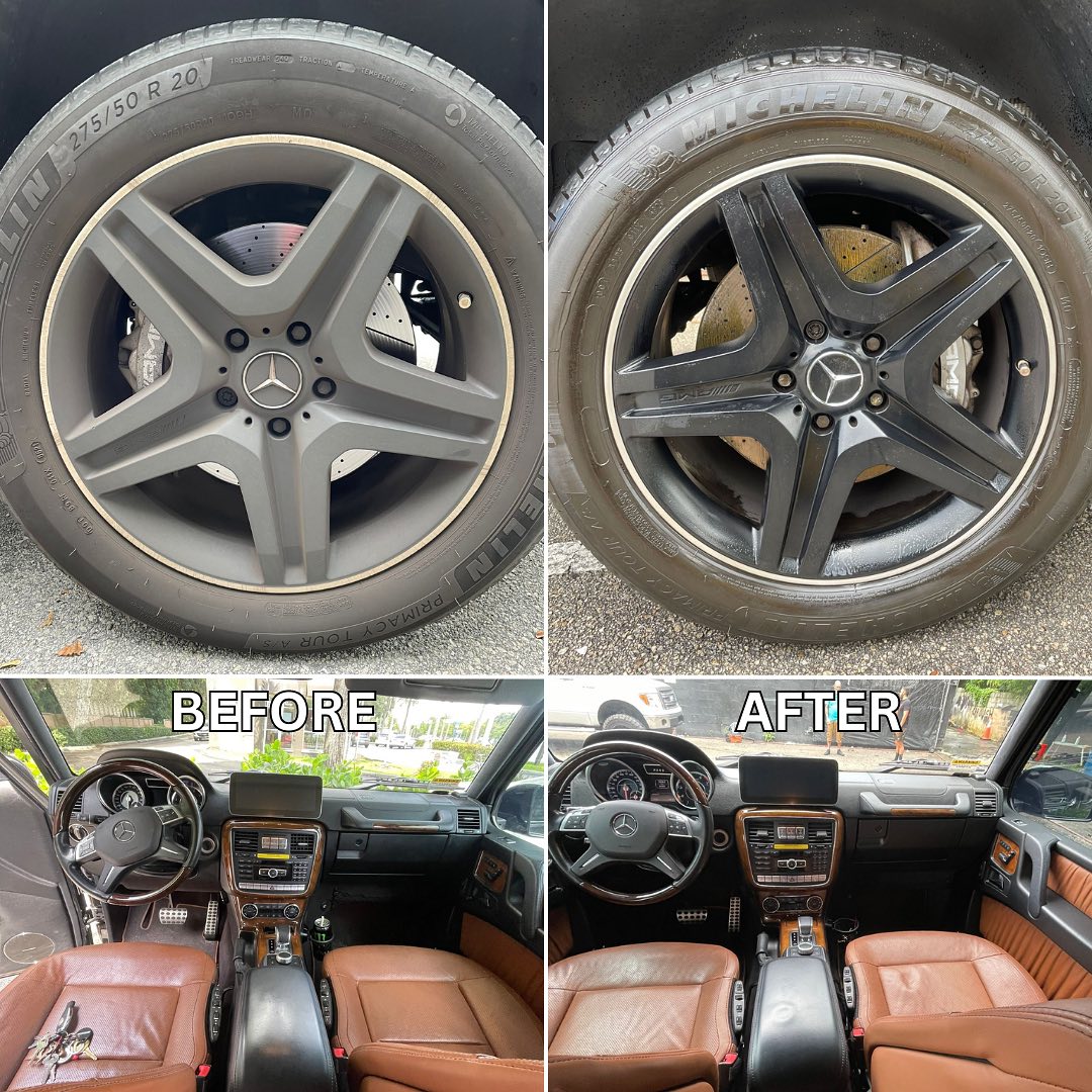 Vehicle detailing before and after surface improvement