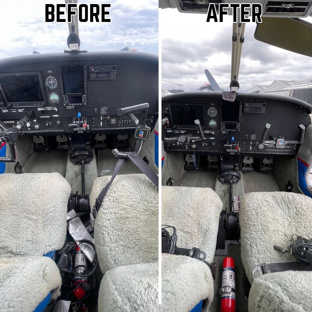 Aircraft detailing before after closeup